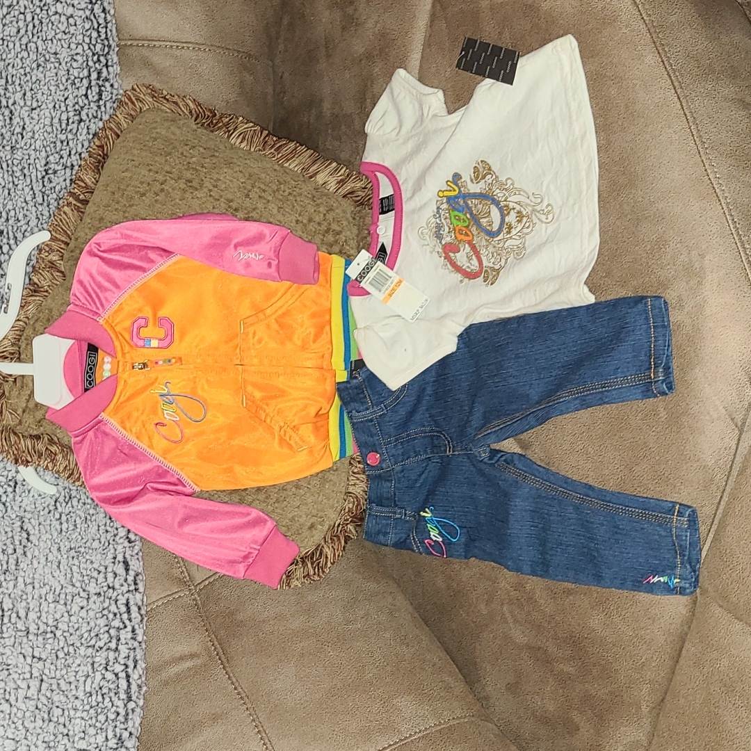 Coogi 3 Piece Baby Set Tshirt, Jeans, Jacket. 12 Months